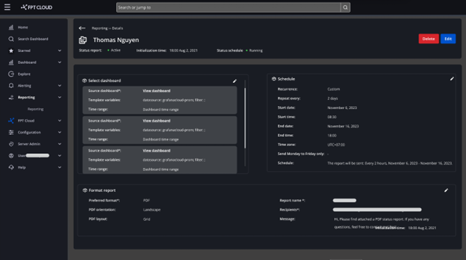 Report detail screen