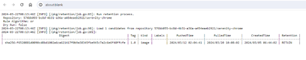 Detailed log of retention run