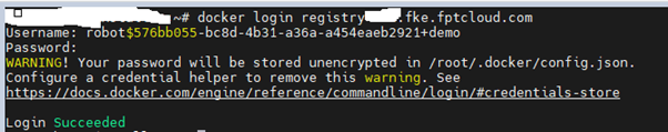 docker login result with robot account