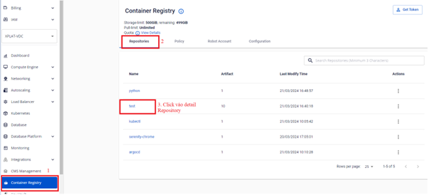 Repository details to view scan results