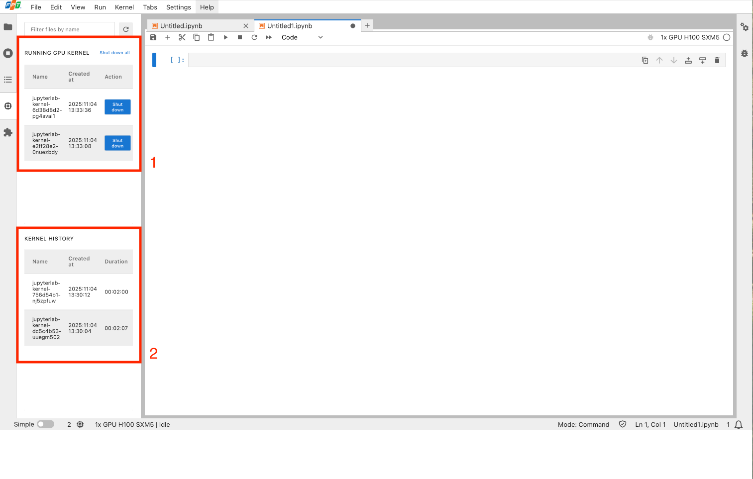 Running Kernels/Notebooks icon in the JupyterLab navigation bar