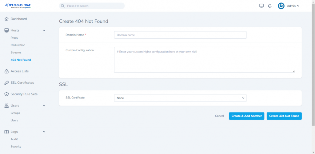 Enter 404 host details