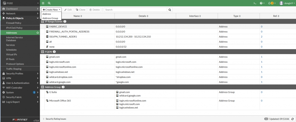Create Firewall Address