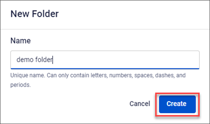 Create folder dialog