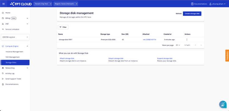 Storage disk capacity change result