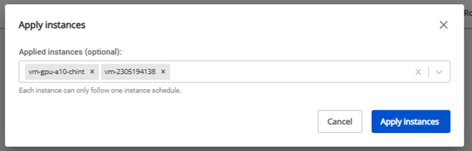 Instance selection interface