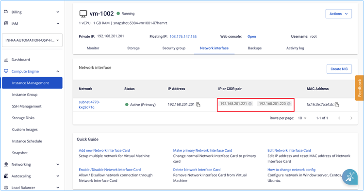 Allow address pair list after creation