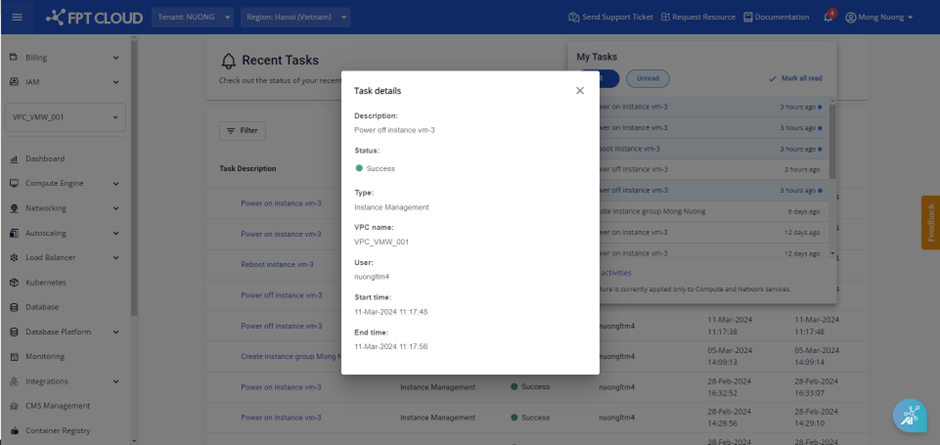 Detailed information page