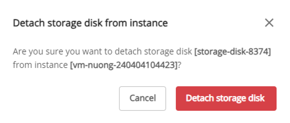 Detach confirmation dialog