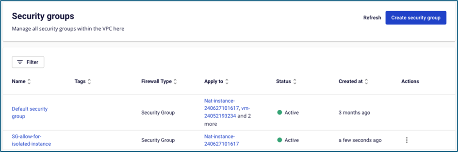 Attach security group