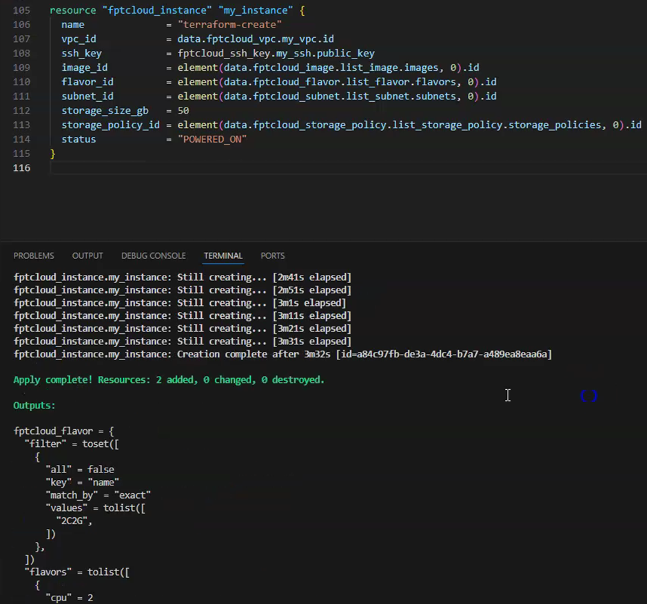 Instance created successfully