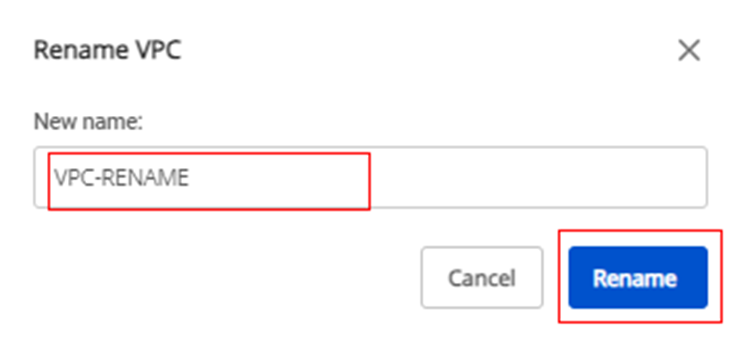 Rename VPC dialog