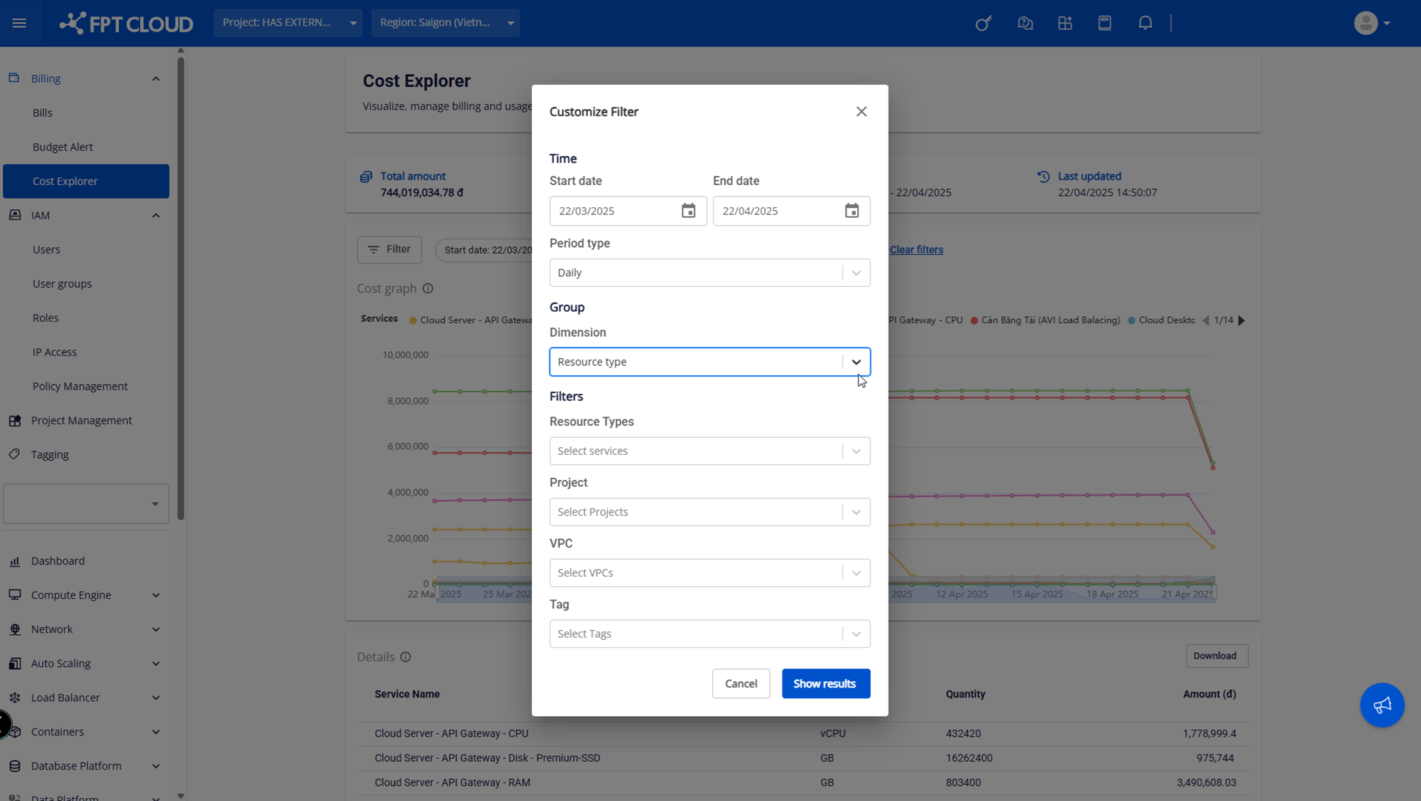 Select Dimension Resource Type