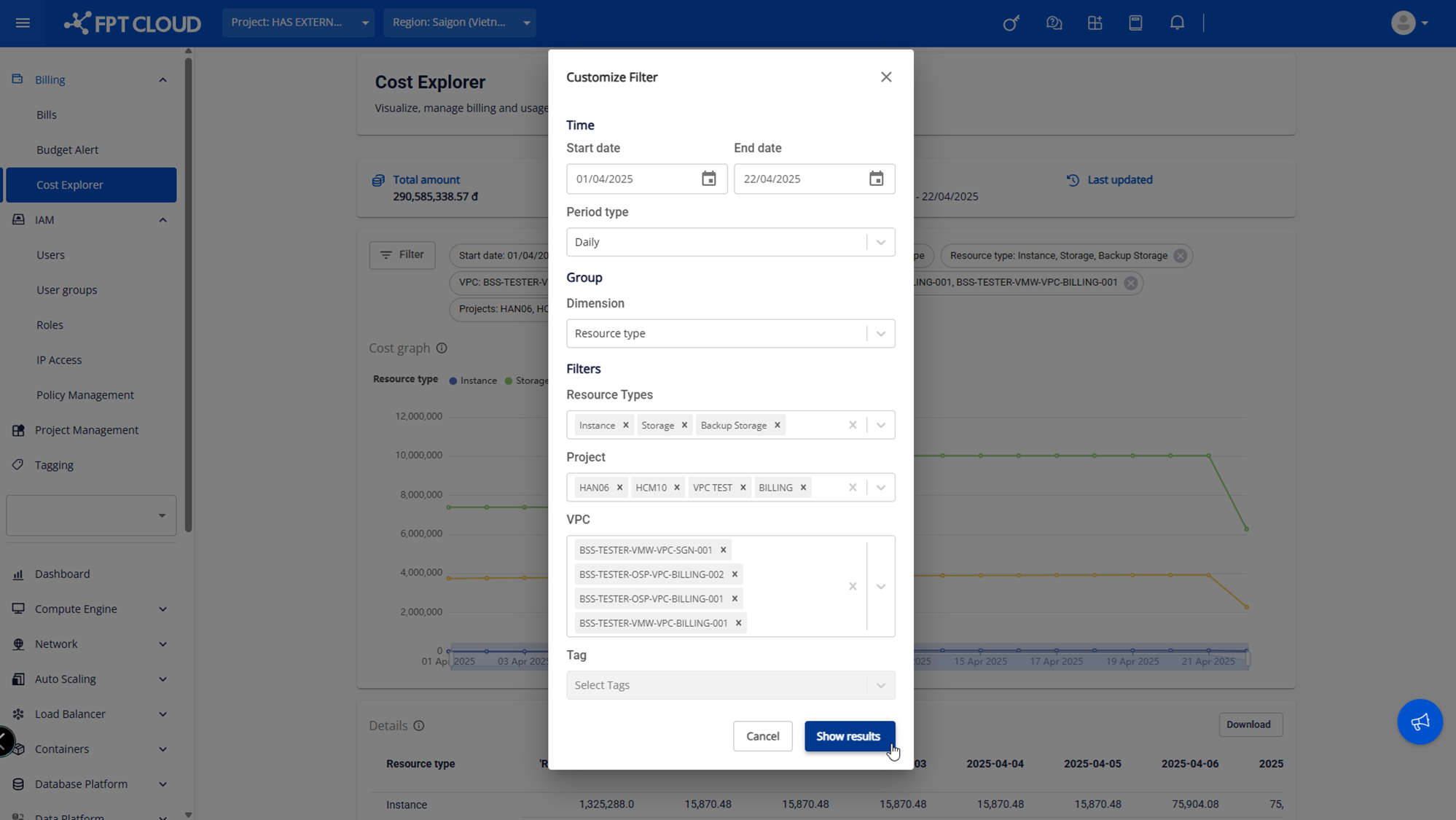 Customize Filter for Resource Type