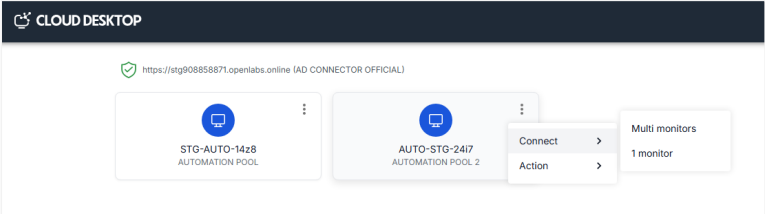 Accessing virtual desktop via legacy FCDClient