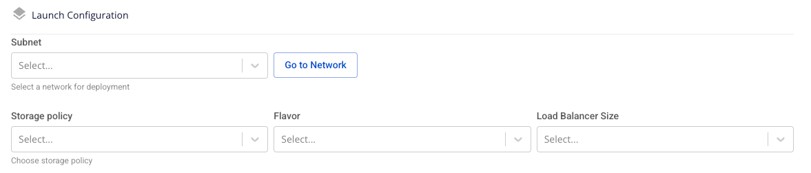 Launch configuration form