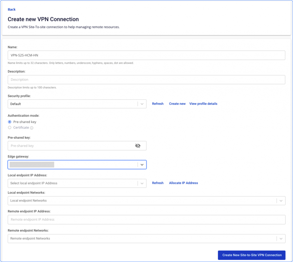 Form cấu hình VPN
