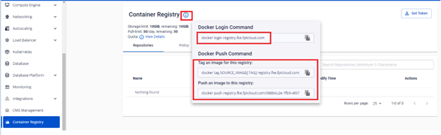 Thông tin đăng nhập Container Registry