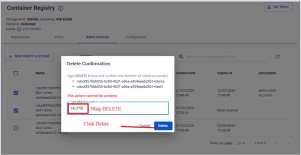 Nhập DELETE để xác nhận