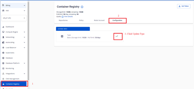 Nút Update Type trong Configuration
