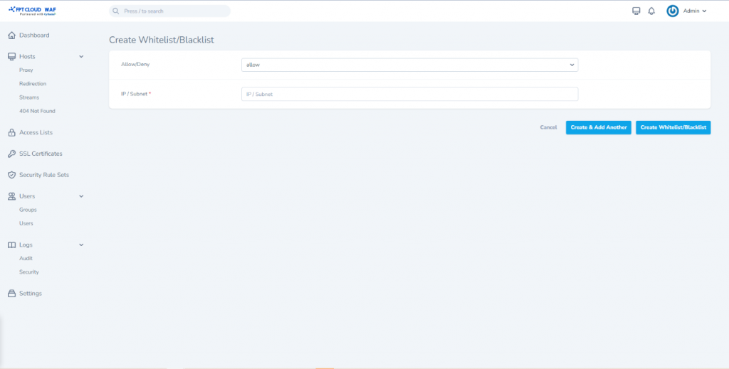 Cấu hình whitelist/blacklist