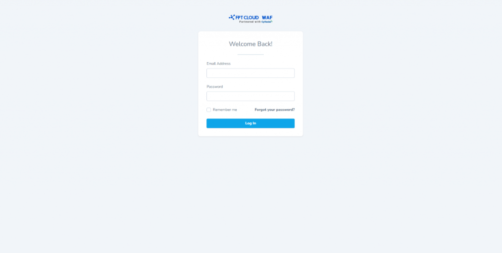 Màn hình đăng nhập WAF Dashboard