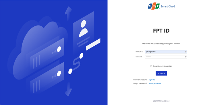 Trang đăng nhập FPT Cloud Portal