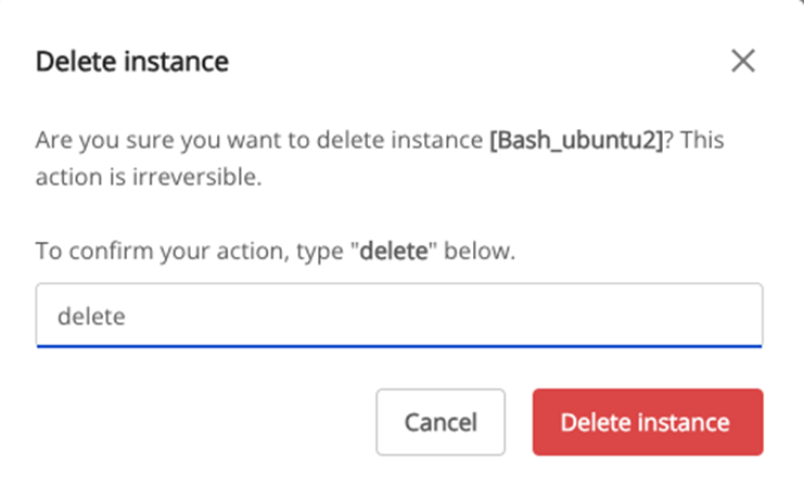 Nhập delete để xác nhận