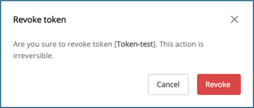 Hộp thoại xác nhận thu hồi token
