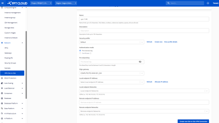 VPN Site to Site với Gateway