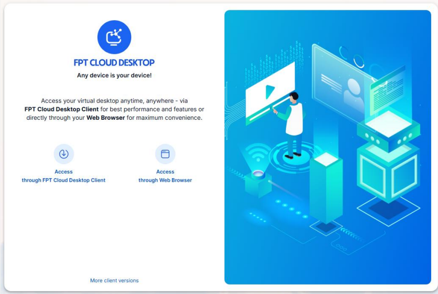 Màn hình chọn phương thức truy cập FPT Cloud Desktop