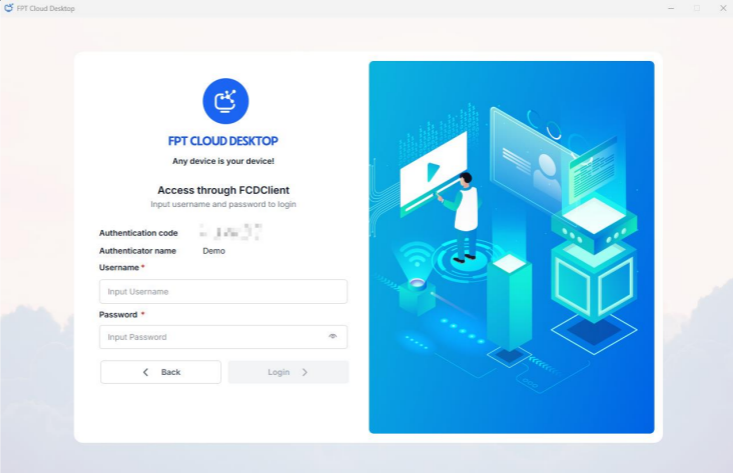 Màn hình nhập tài khoản/mật khẩu